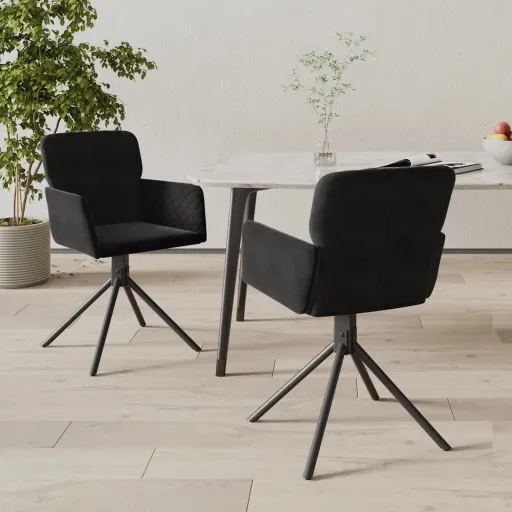 Cadeiras de Jantar Giratórias   Veludo Preto (2 pcs)