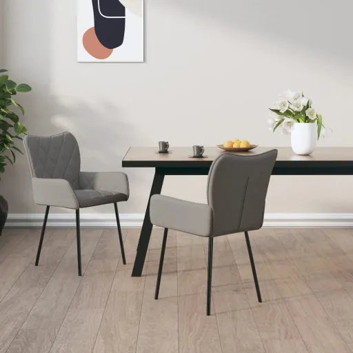 Cadeiras de Jantar   Tecido Cinzento-Claro (2 pcs)