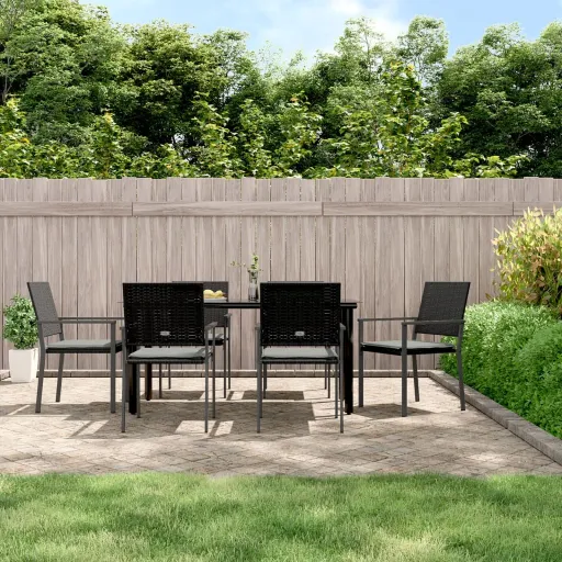 Conjunto de Jantar p/ Jardim c/ Almofadões Vime PE e Aço (7 pcs)