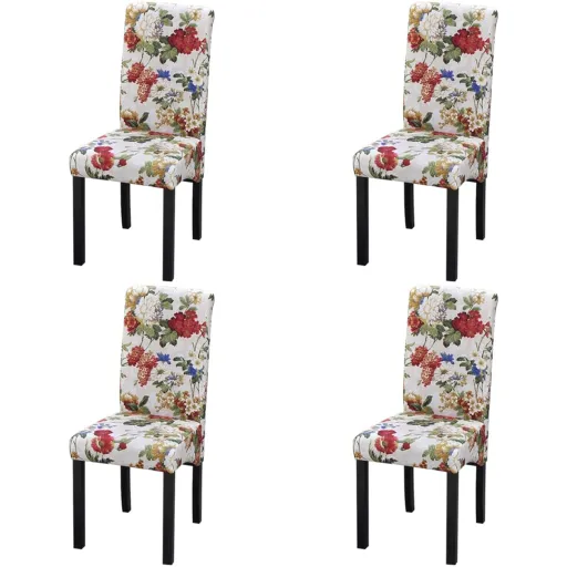 Dining Chairs   Multicolour Fabric (4 pcs)