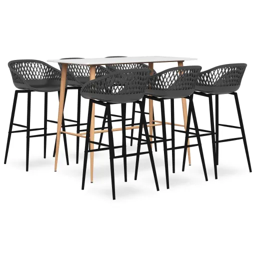 Conjunto de Bar Branco e Cinzento (7 pcs)