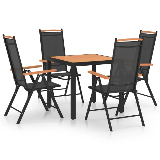 Conjunto de Jantar para Jardim Alumínio Preto (5 pcs)