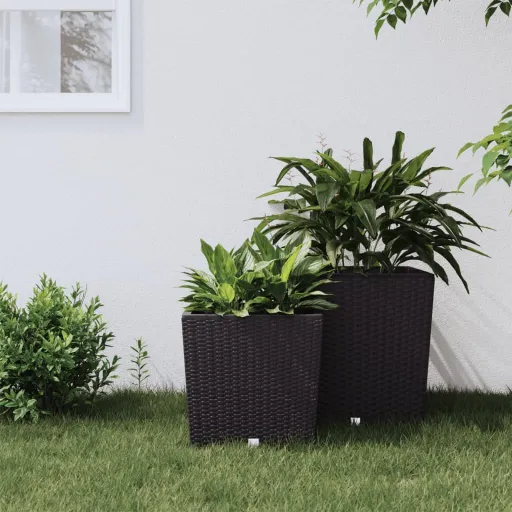Vaso com Interior Removível 21 / 32 L Vime PP Castanho