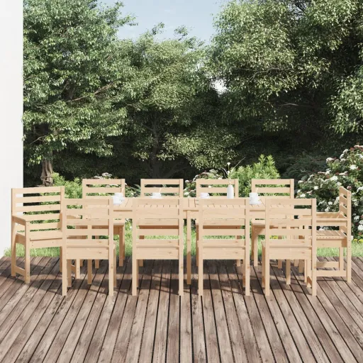 Conjunto de Jantar p/ Jardim Madeira de Pinho Maciça (11 pcs)