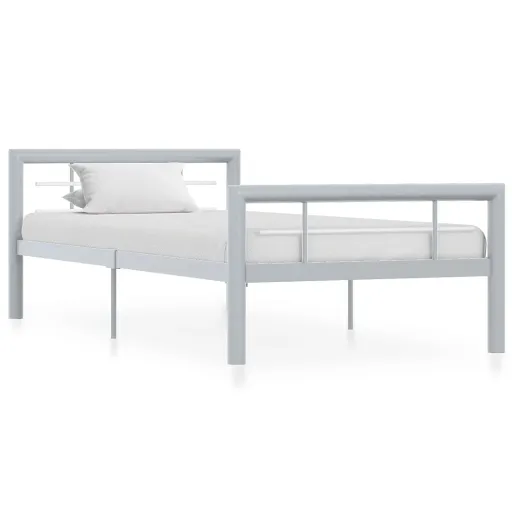 Estrutura de Cama 100x200 cm Metal Cinzento e Branco
