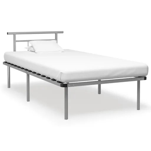 Estrutura de Cama 100x200 cm Metal Cinzento
