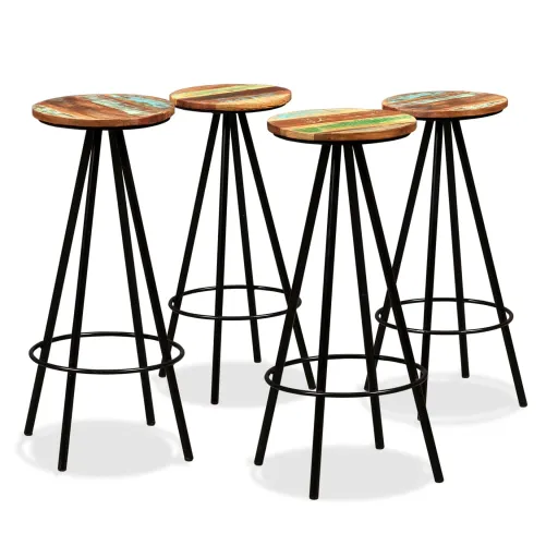 Bancos de Bar   Madeira Recuperada Maciça (4 pcs)