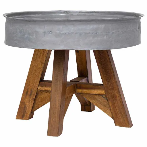 Mesa de Centro 60x45 cm Mistura de Madeira Recicladas Prateado