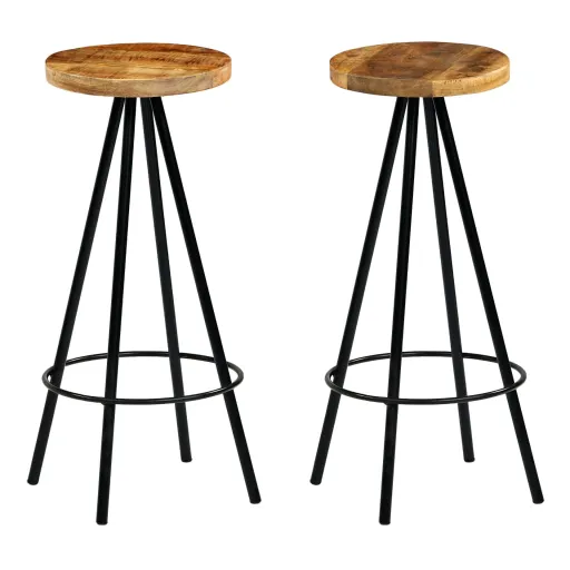 Cadeiras de Bar   Madeira de Mangueira Maciça (2 pcs)