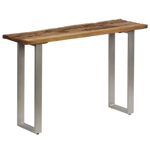Mesa Consola em Madeira Recuperada Maciça e Aço 120x35x76 cm