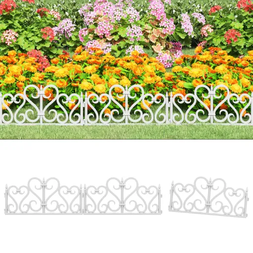 Bordas de Relvado   10 m PP Branco (17 pcs)