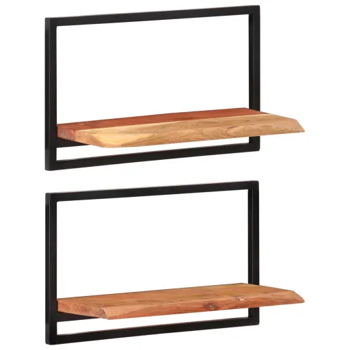 Prateleiras de Parede   60x25x35 cm Acácia Maciça e Aço  (2 pcs)
