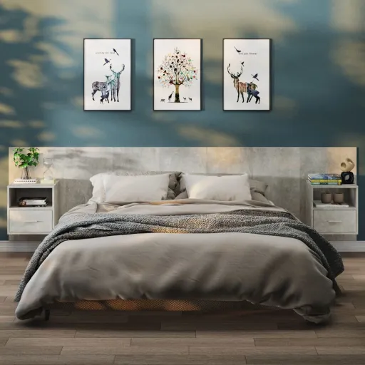 Mesas de Cabeceira Montagem na Parede   Cinzento Cimento (2 pcs)