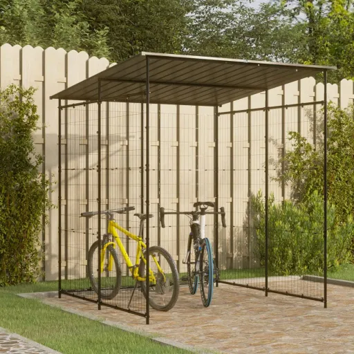 Abrigo para Bicicletas 190x190x222 cm Aço Preto