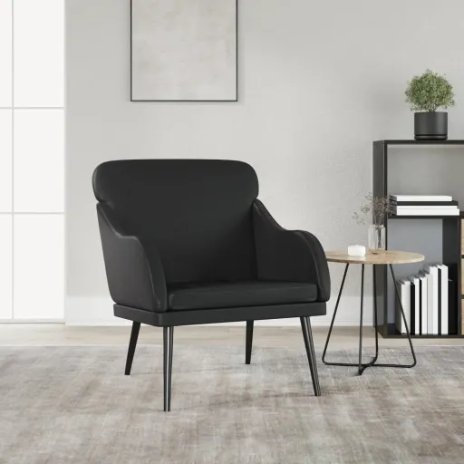 Cadeira com Apoio de Braços 63x76x80 cm Couro Artificial Preto