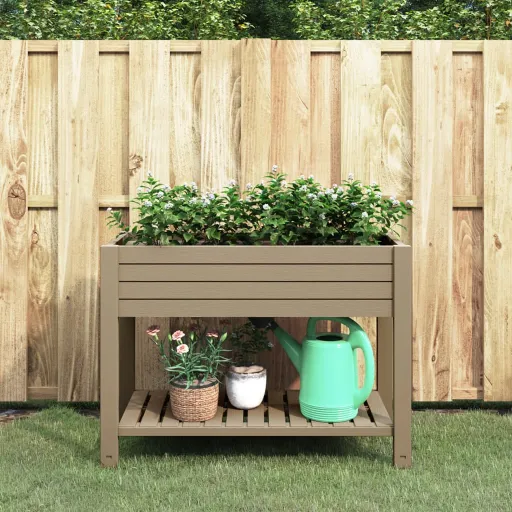 Canteiro Elevado 110x45x79 cm Polipropileno Castanho-Claro