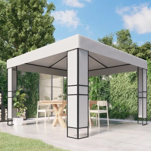 Gazebo com Telhado Duplo 3x3 m Branco