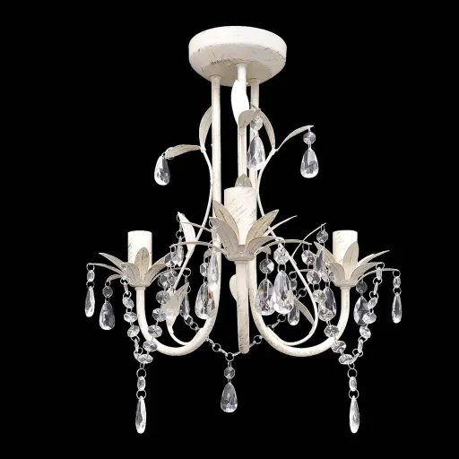 Candelabro com Cristais Pendente Elegante em Branco