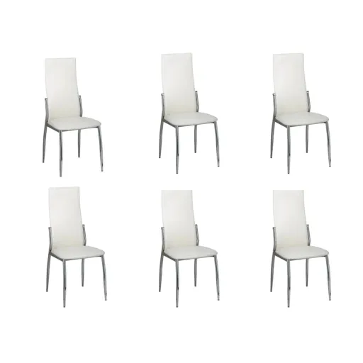 Cadeiras de Jantar   Couro Artificial Branco (6 pcs)