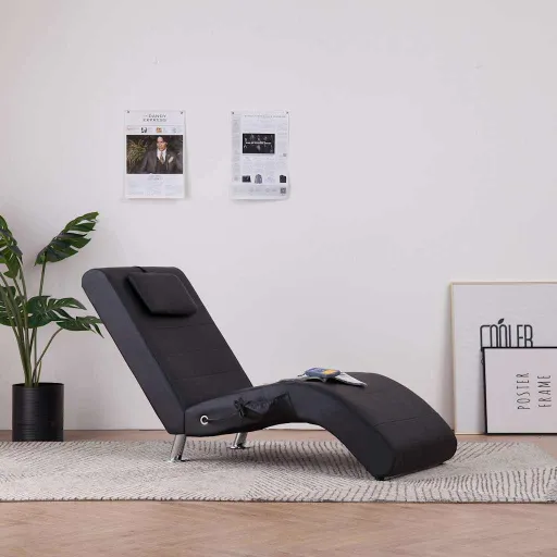 Chaise Longue de Massagem c/ Almofada Couro Artificial Preto