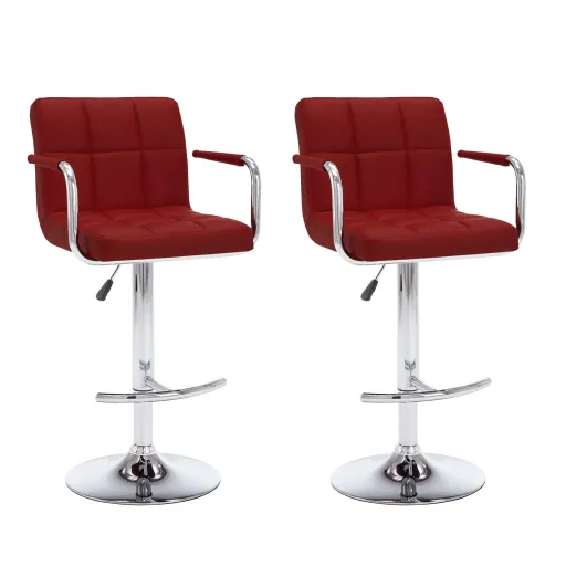 Bancos de Bar   Couro Artificial Vermelho Tinto (2 pcs)