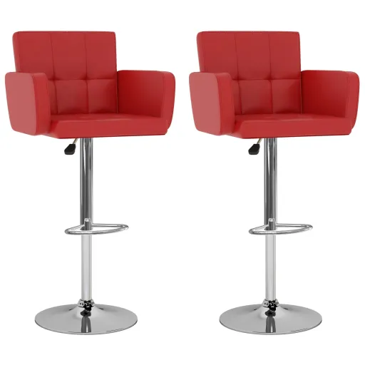 Bancos de Bar   Couro Artificial Vermelho (2 pcs)