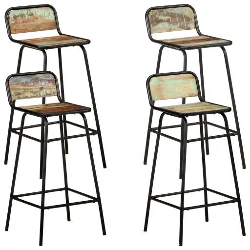Cadeiras de Bar   Madeira Recuperada Maciça (4 pcs)