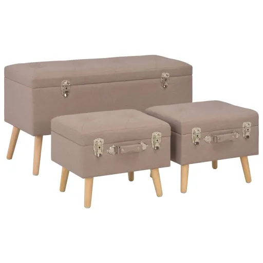 Bancos de Arrumação   Tecido Castanho (3 pcs)
