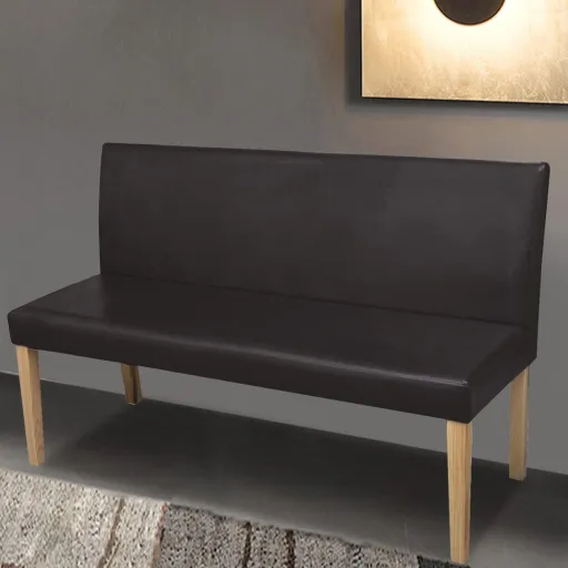 Banco 139,5 cm Couro Artificial Castanho-Escuro