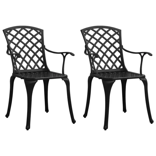Cadeiras de Jardim   Alumínio Fundido Preto (2 pcs)