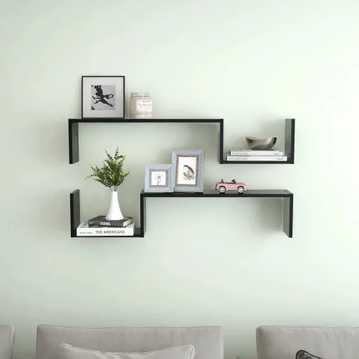 Estantes de Parede   100x15x20 cm Derivados Madeira Preto (2 pcs)