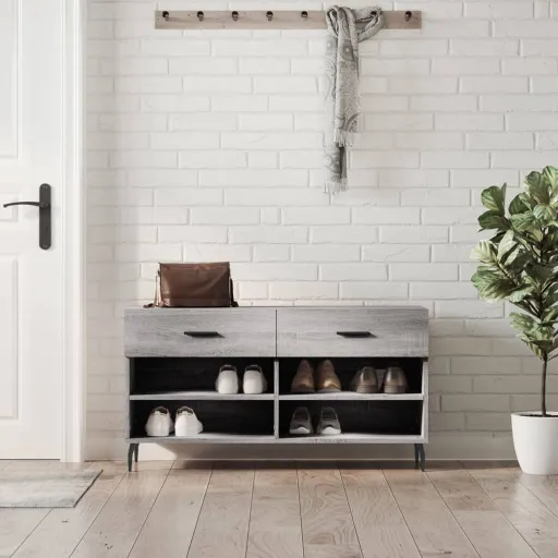 Banco Sapateira 102x35x55 cm Derivados Madeira Cinzento Sonoma