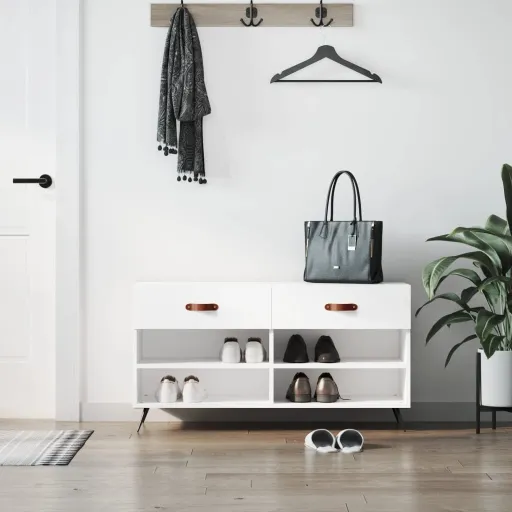 Banco Sapateira 102x35x55 cm Derivados de Madeira Branco