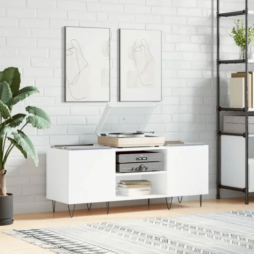 Armário para Discos 121x38x48 cm Derivados de Madeira Branco