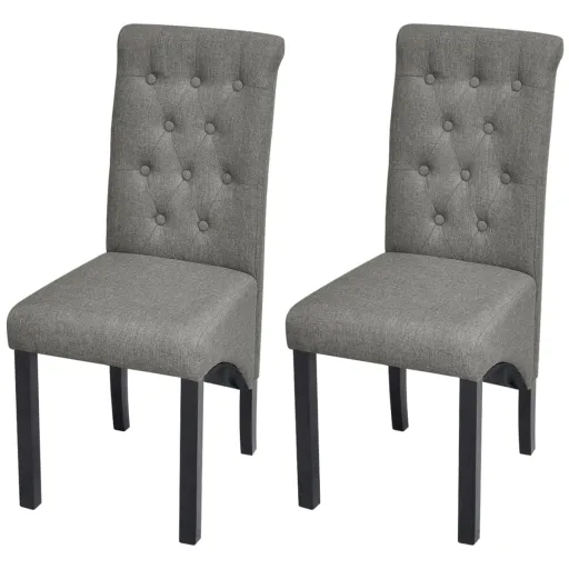 Cadeiras de Jantar   Tecido Cinzento-Claro (2 pcs)