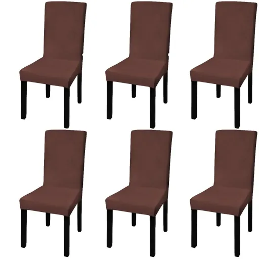 Capa Extensível para Cadeira   Castanho (6 pcs)