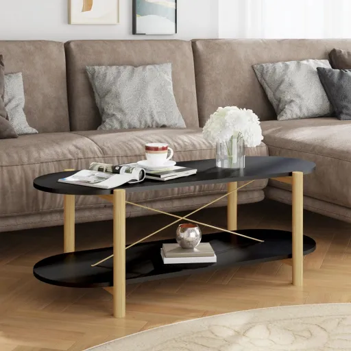 Mesa de Centro 110x48x40 cm Derivados de Madeira Preto