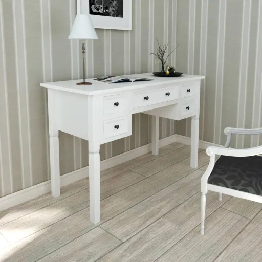 Secretária com 5 Gavetas Branco
