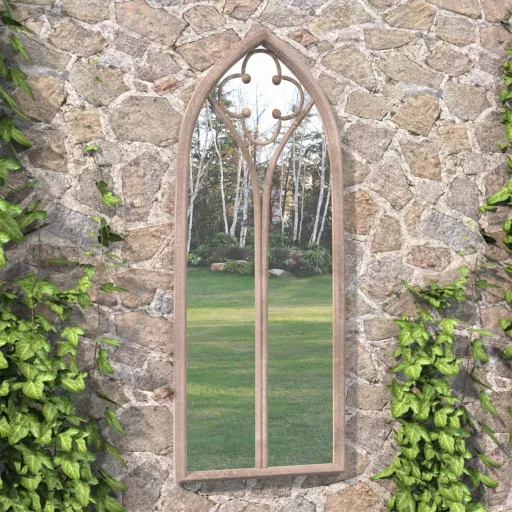 Espelho de Jardim p/ Uso Exterior Ferro 100x45 cm Cor de Areia