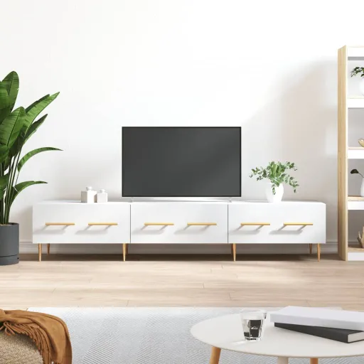 Móvel de TV 150x36x30 cm Derivados de Madeira Branco