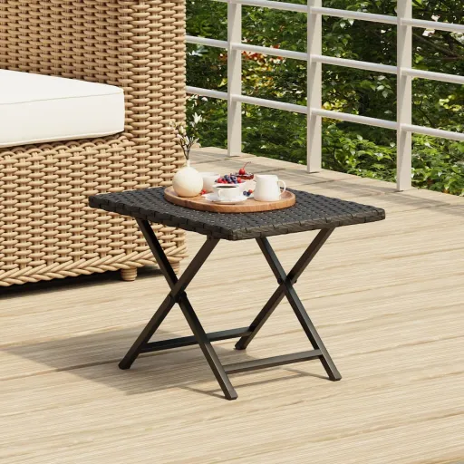 Mesa Dobrável 45x35x32 cm Vime PE Preto