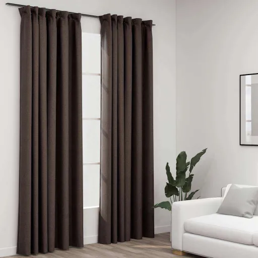 Cortinas Opacas Asp. Linho + Ganchos   140x245cm Cinza-Acas. (2 pcs)