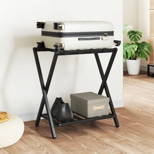 Suporte de Bagagem 68x38x58 cm Bambu Preto