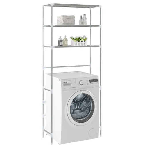 Estante de 3 Prateleiras p/ Lavandaria 69x28x169 cm Prateado