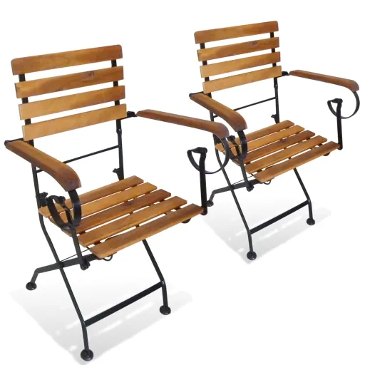Cadeiras de Jardim Dobráveis   Aço e Madeira Acácia Maciça (2 pcs)