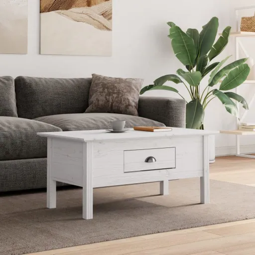 Mesa de Centro BODO 100x55x46 cm Madeira de Pinho Maciça Branco