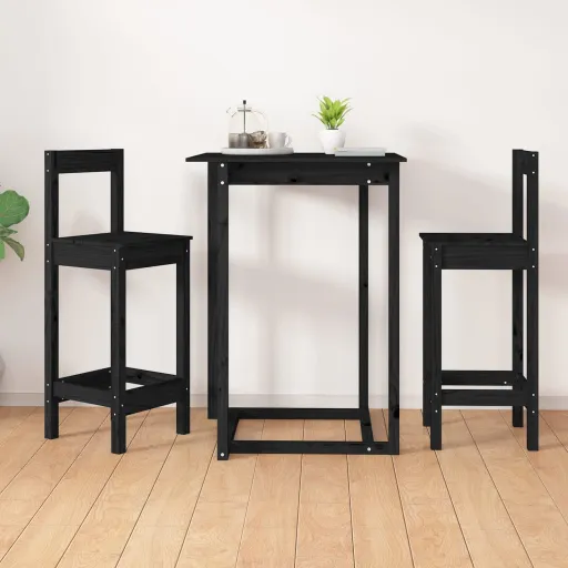 Cadeiras de Bar   40x41,5x112 cm Pinho Maciço Preto (2 pcs)