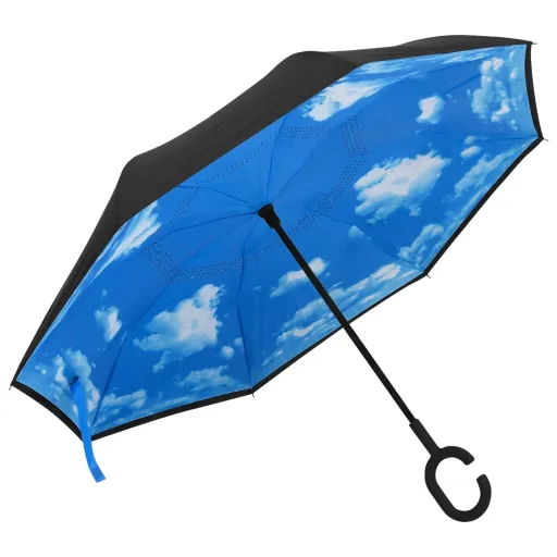 Guarda-Chuva c/ Pega em Forma de C 108 cm Preto