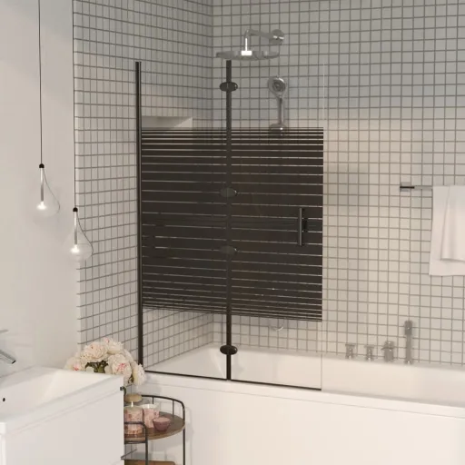 Divisória de Chuveiro Dobrável ESG 80x140 cm Preto