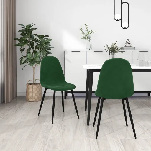 Cadeiras de Jantar   Veludo Verde-Escuro (2 pcs)